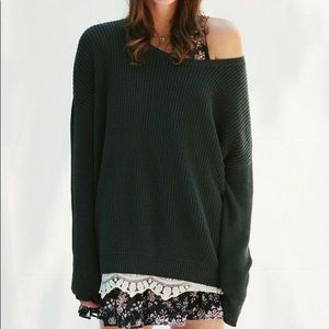Urban Outfitters Dark Green Lace Trim Sweater